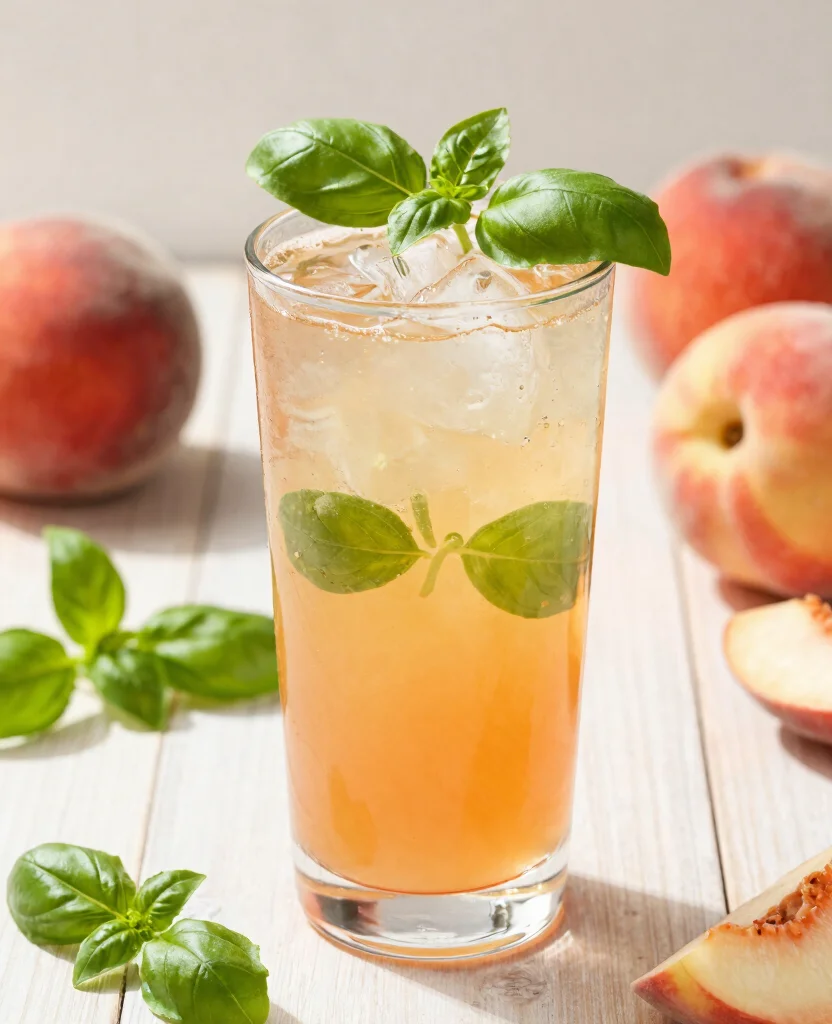 19 Healthy Drink Recipes Juice Based And Refreshing - 9. Peach Basil Refresher 1
