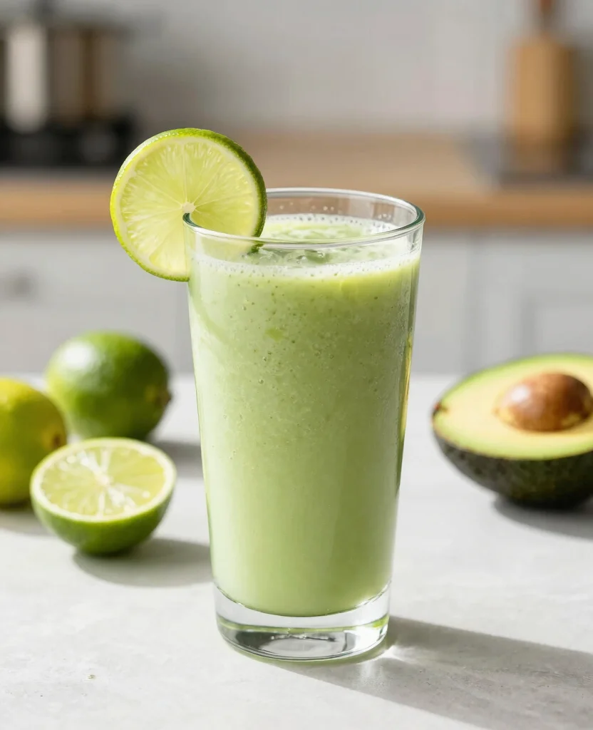 19 Kidney Detox Cleanse Juice Recipes For Hydration - 11. Creamy Avocado Lime Juice 1