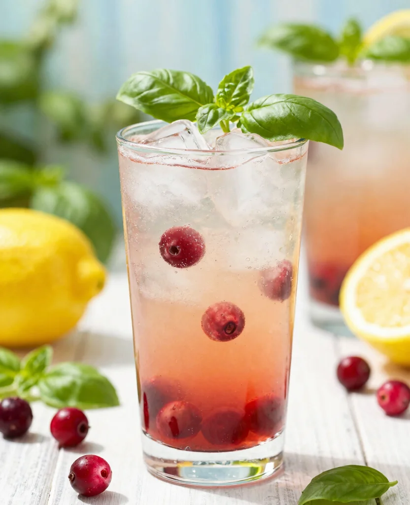 19 Recipes With Cranberry Juice For Refreshing Drinks - 18. Cranberry Lemon Basil Spritzer 1