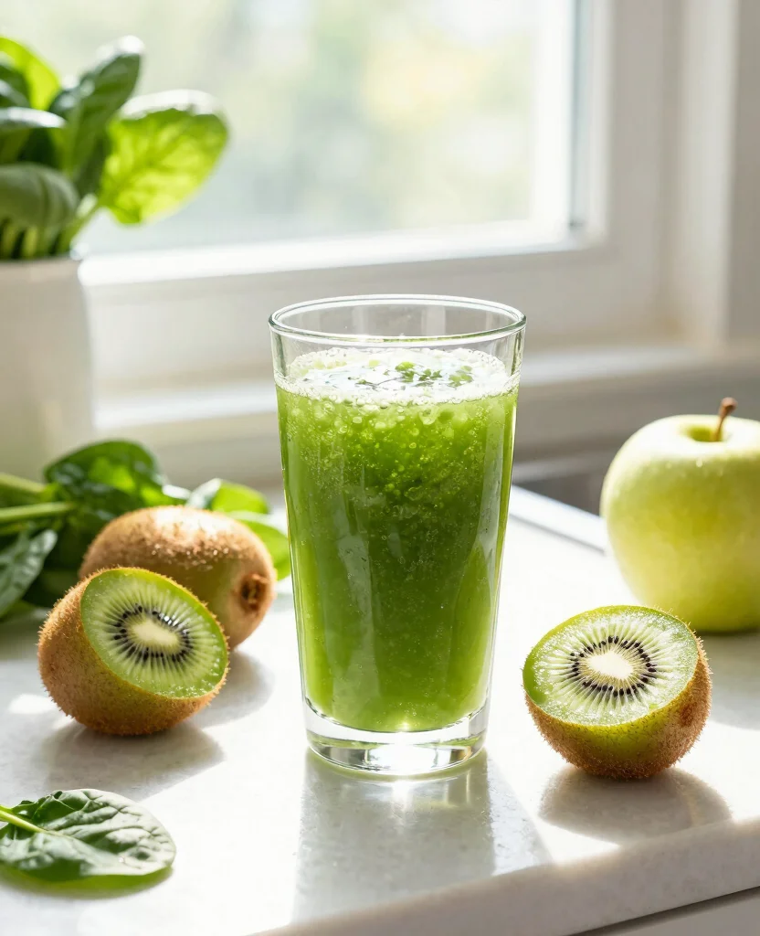 20 Green Juice Recipes For Weight Loss And Detox - 11. Kiwi and Spinach Juice 1