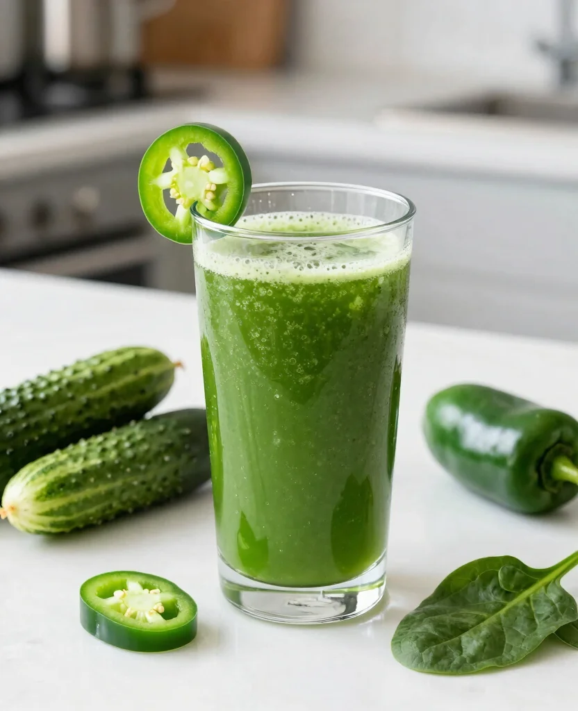 20 Green Juice Recipes For Weight Loss And Detox - 15. Spicy Green Detox Juice 1