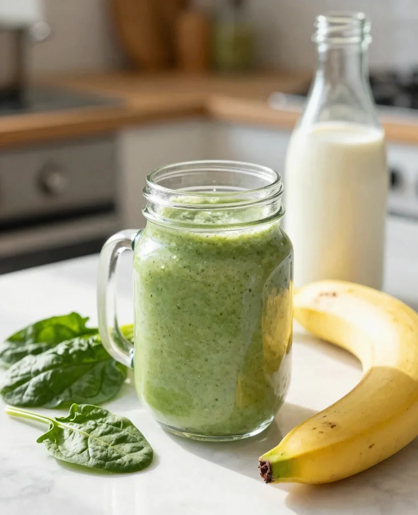 20 Green Juice Recipes For Weight Loss And Detox - 16. Almond Milk and Spinach Smoothie 1
