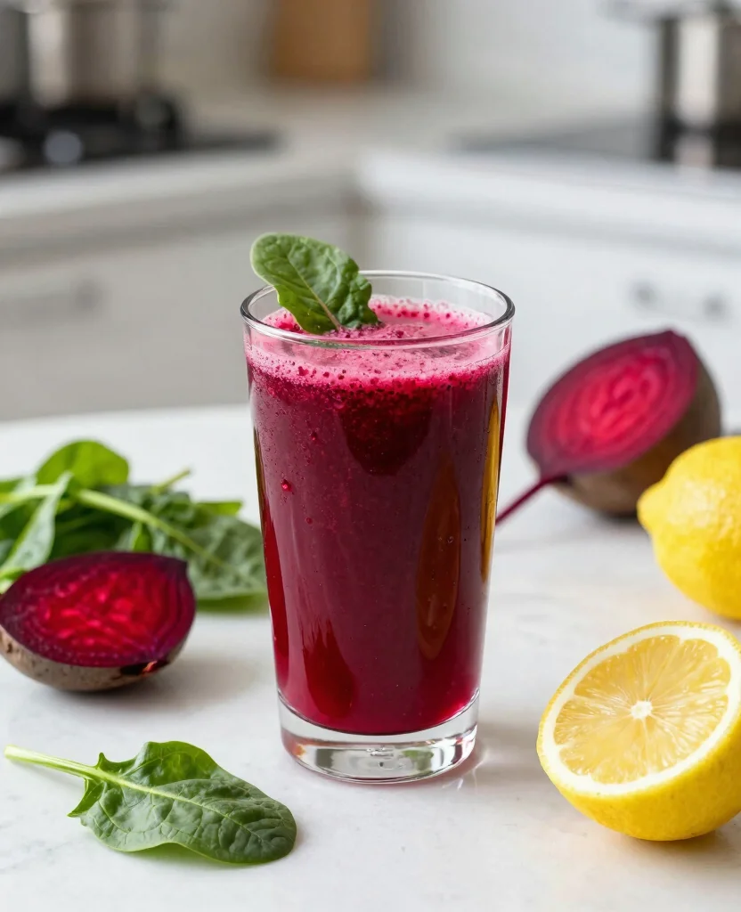 20 Green Juice Recipes For Weight Loss And Detox - 8. Beet and Spinach Juice 1