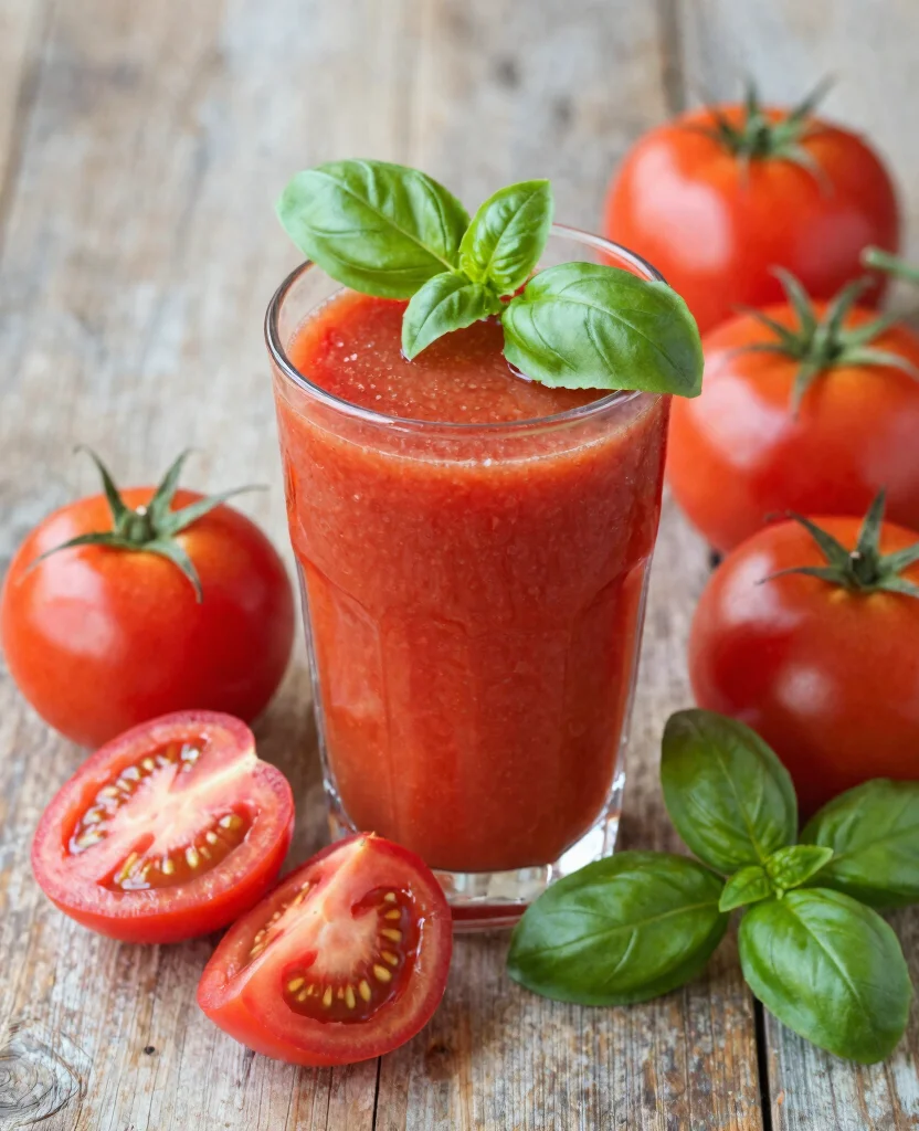 20 Hair Growth Juice Recipes Rich In Vitamins - 10. Tomato & Basil Juice 1