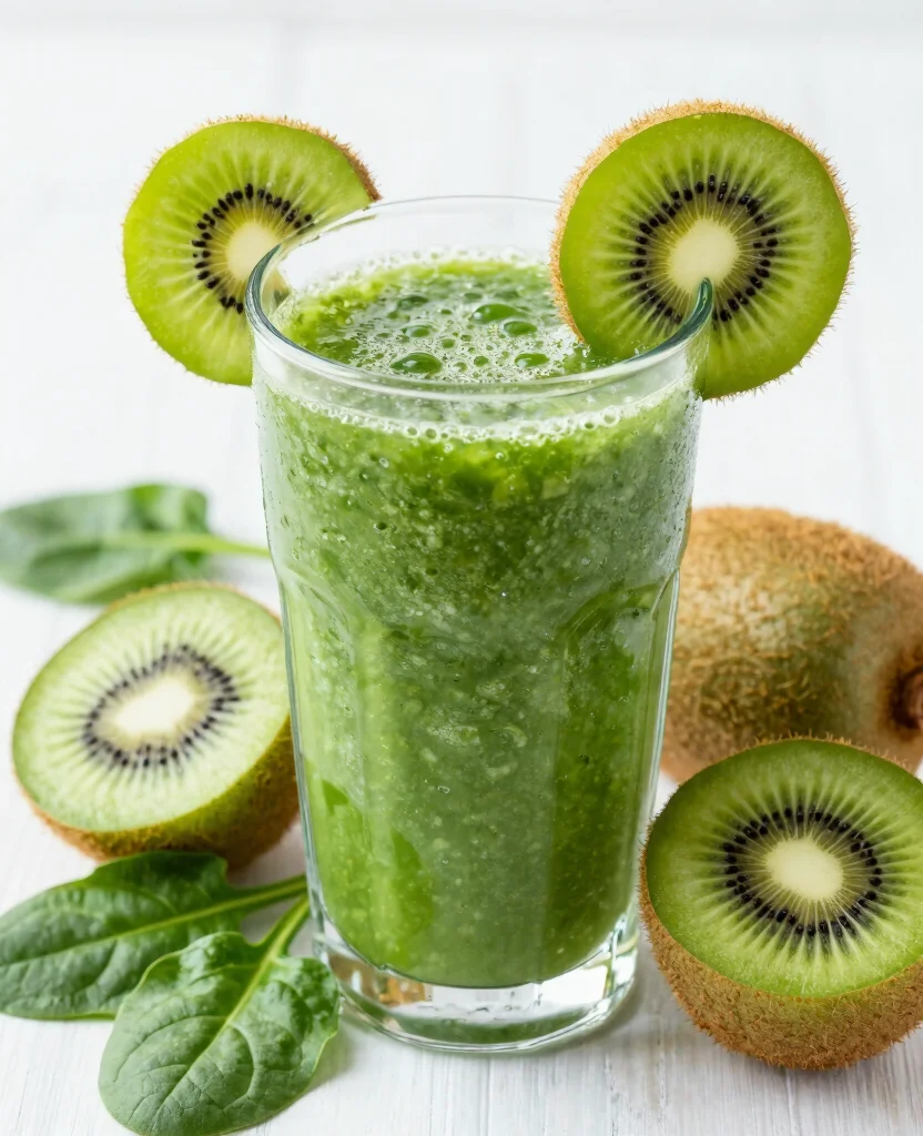 20 Hair Growth Juice Recipes Rich In Vitamins - 11. Kiwi & Spinach Juice 1