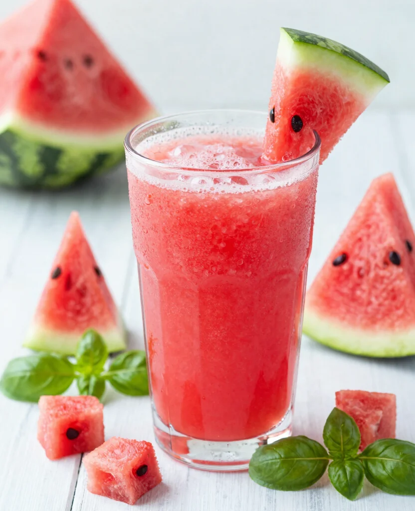 20 Hair Growth Juice Recipes Rich In Vitamins - 14. Watermelon & Basil Juice 1