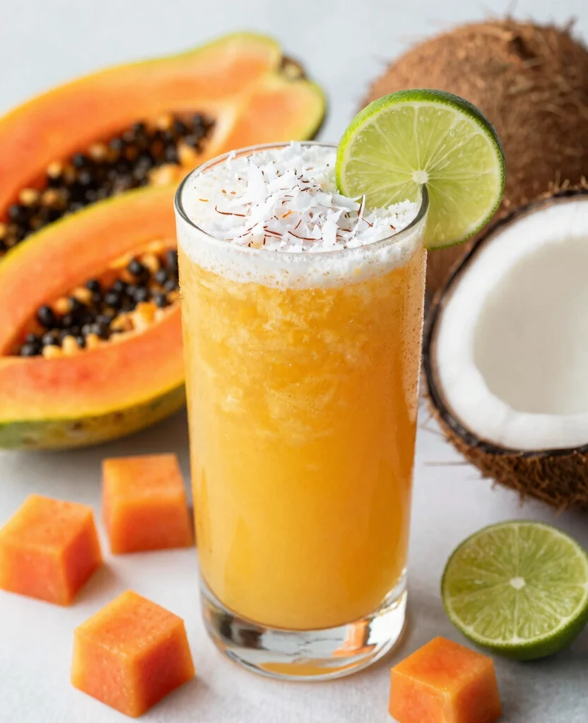 20 Hair Growth Juice Recipes Rich In Vitamins - 9. Papaya & Coconut Juice 1