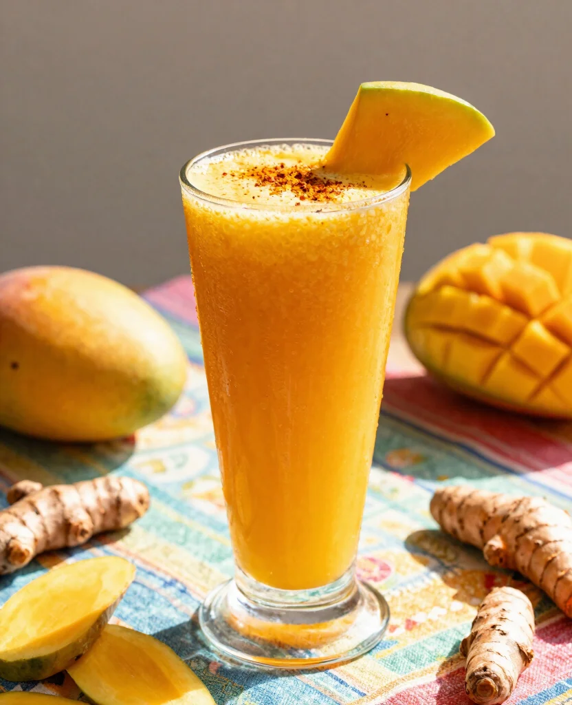 20 Juice And Smoothie Recipes For Healthy Mornings - 6. Spicy Mango Turmeric Juice 1