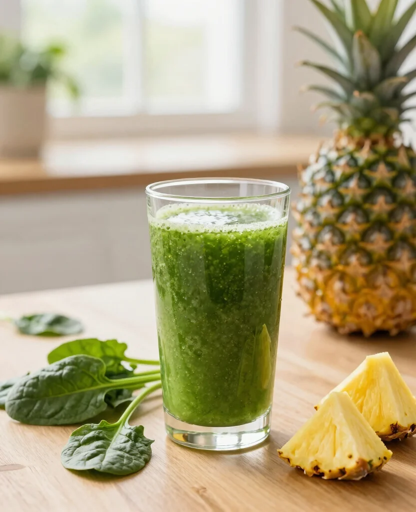 20 Juice And Smoothie Recipes For Healthy Mornings - 8. Spinach & Pineapple Juice 1