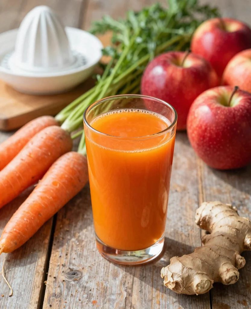 20 Juice Cleanse Recipes Flat Belly Friendly Options - 5. Carrot Apple Ginger Zing 1