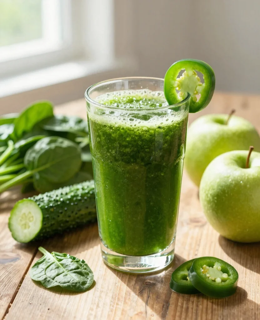 20 Juice Cleanse Recipes Flat Belly Friendly Options - 6. Spicy Green Detox 1