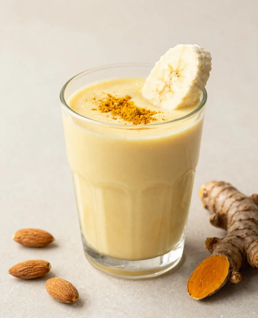 20 Juice Recipes For Gut Health To Improve Digestion - 14. Almond Milk & Turmeric Smoothie 1