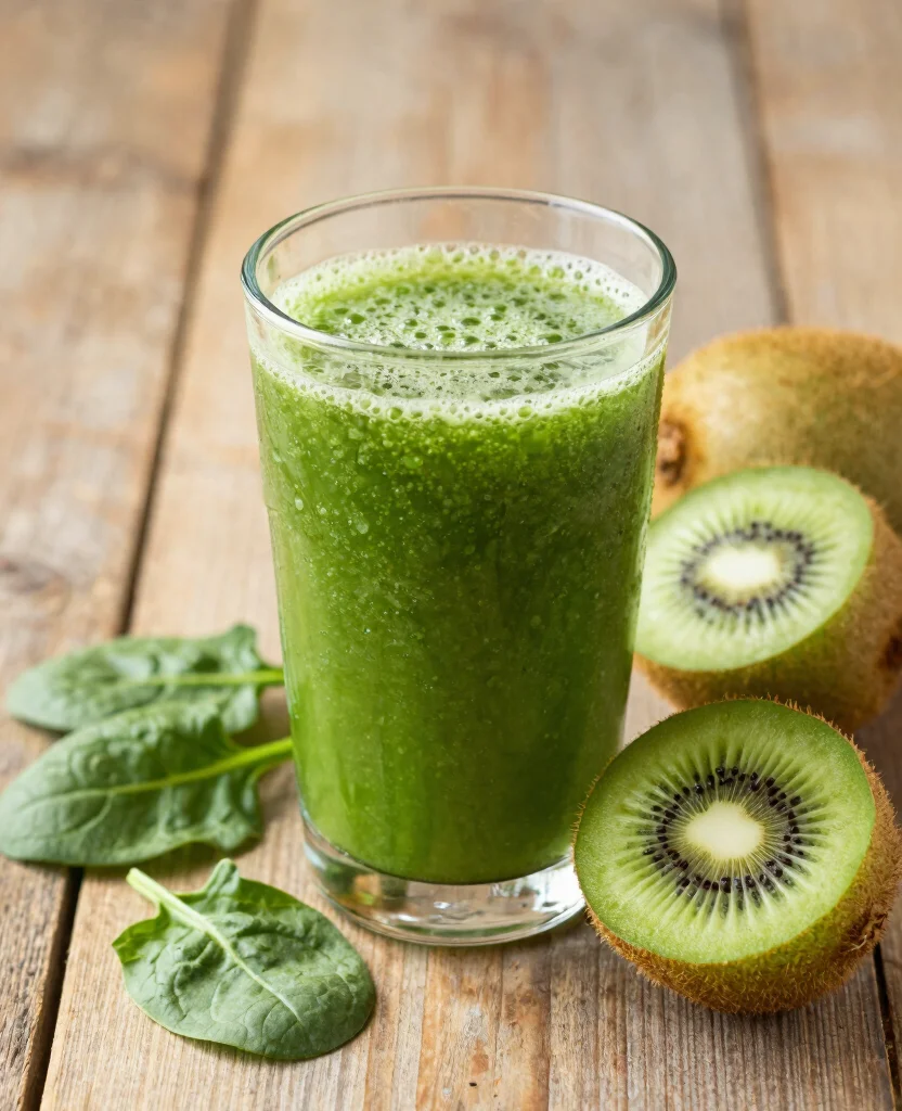 20 Juice Recipes For Gut Health To Improve Digestion - 16. Kiwi Spinach Detox Juice 1