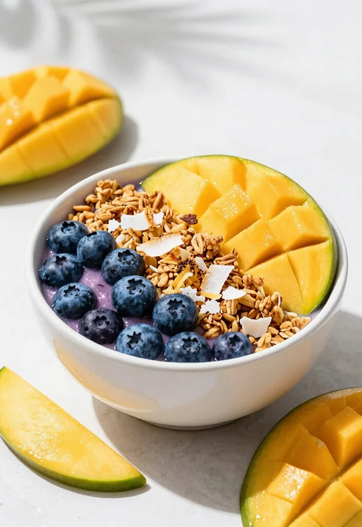 16 Blue Smoothie Bowl Recipes Using Natural Superfoods - 11. Tropical Blueberry Smoothie Bowl 1