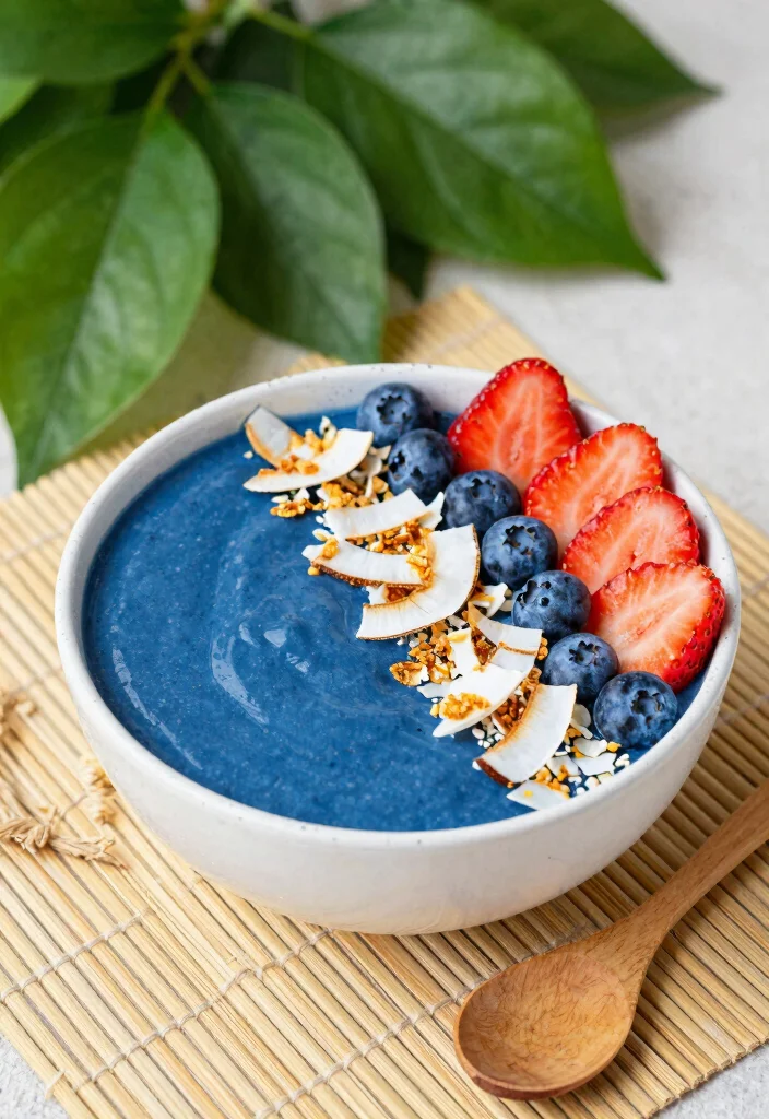 16 Blue Smoothie Bowl Recipes Using Natural Superfoods - 4. Blue Spirulina & Coconut Smoothie Bowl 1