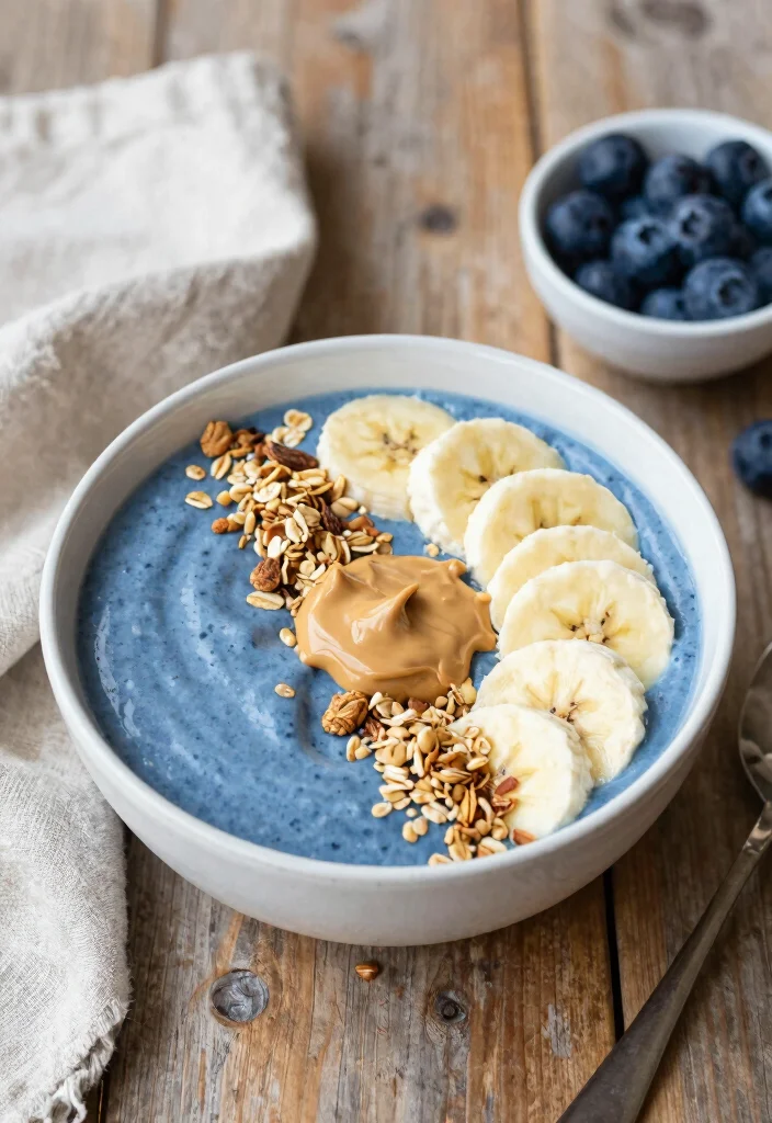 16 Blue Smoothie Bowl Recipes Using Natural Superfoods - 6. Blueberry Oatmeal Smoothie Bowl 1
