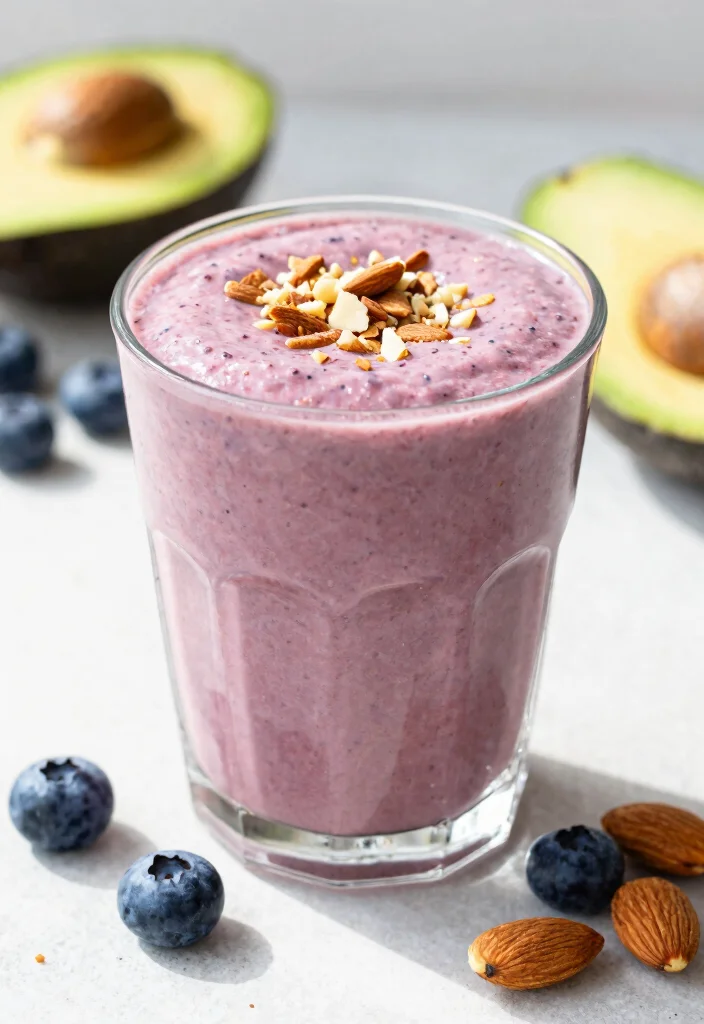 16 Blueberry Avocado Smoothie Recipes High in Fiber - 12. Almond Joy Blueberry Avocado Smoothie 1