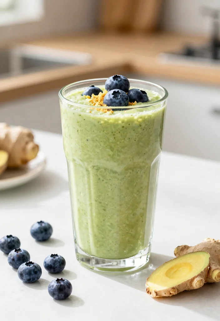 16 Blueberry Avocado Smoothie Recipes High in Fiber - 16. Ginger Blueberry Avocado Smoothie 1
