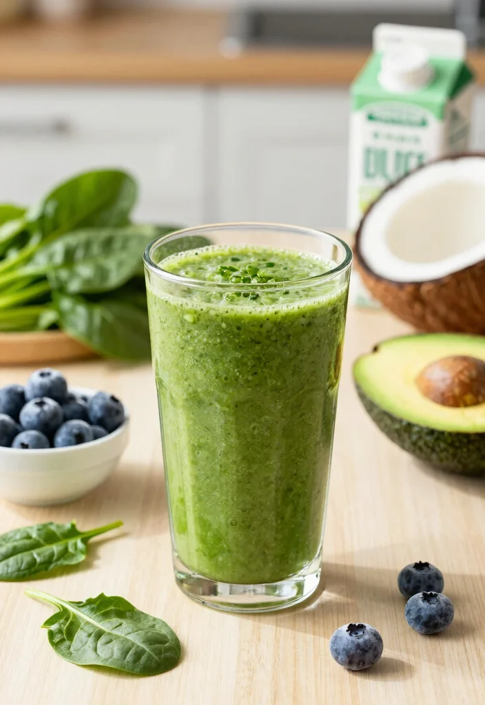 16 Blueberry Avocado Smoothie Recipes High in Fiber - 2. Spinach and Blueberry Avocado Detox Smoothie 1