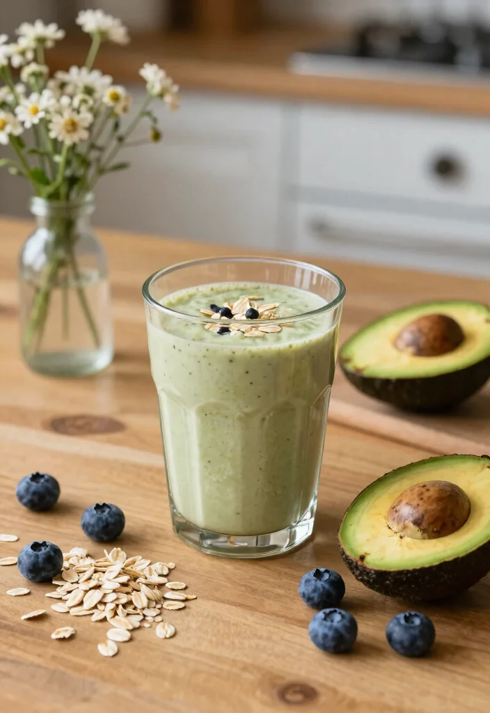 16 Blueberry Avocado Smoothie Recipes High in Fiber - 4. Creamy Oatmeal Blueberry Avocado Smoothie 1