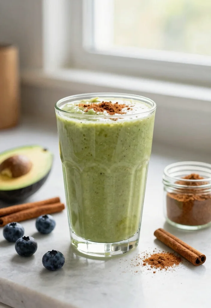 16 Blueberry Avocado Smoothie Recipes High in Fiber - 8. Cinnamon Blueberry Avocado Smoothie 1