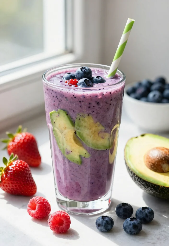16 Blueberry Avocado Smoothie Recipes High in Fiber - 9. Berry Medley Blueberry Avocado Smoothie 1