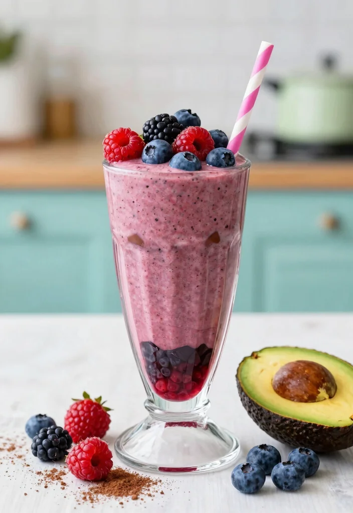 16 Chocolate Avocado Smoothie Recipes Dairy Free - 11. Chocolate Avocado Berry Blast Smoothie 1
