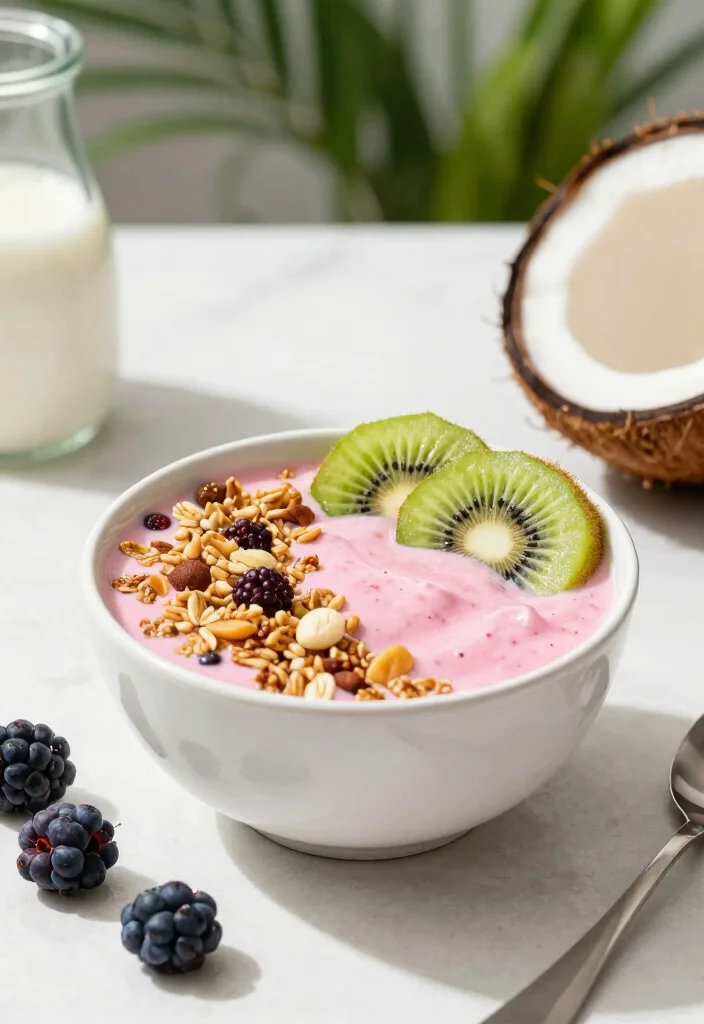 16 Delicious Pink Smoothie Bowl Recipes with Berries - 2. Creamy Coconut Berry Bowl 1