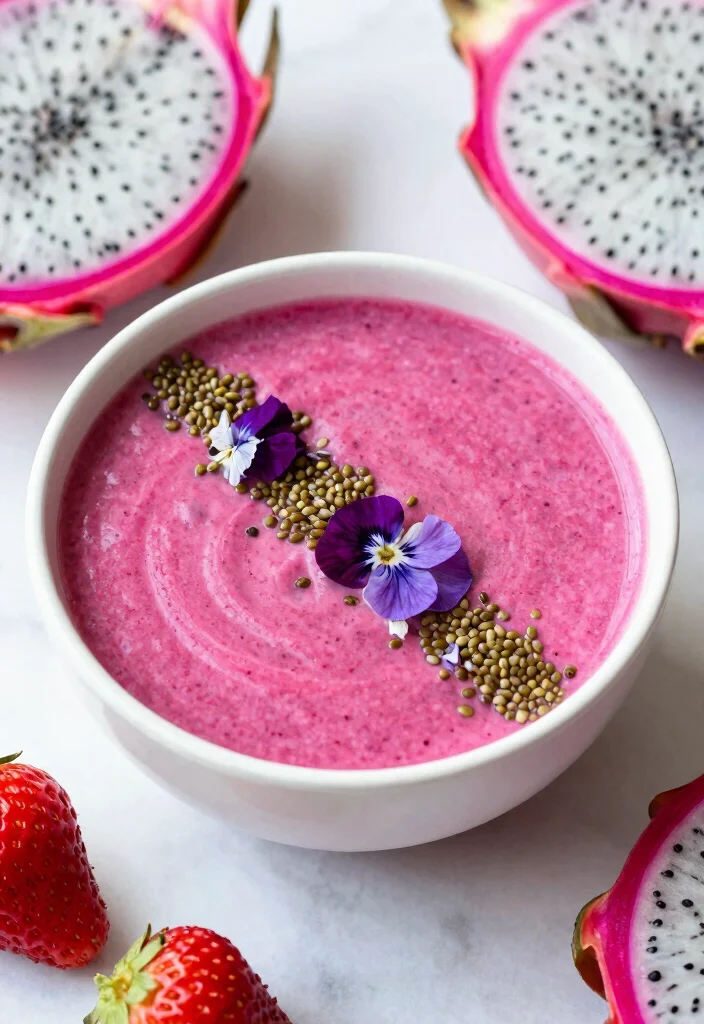 16 Delicious Pink Smoothie Bowl Recipes with Berries - 3. Pink Dragonfruit Delight 1