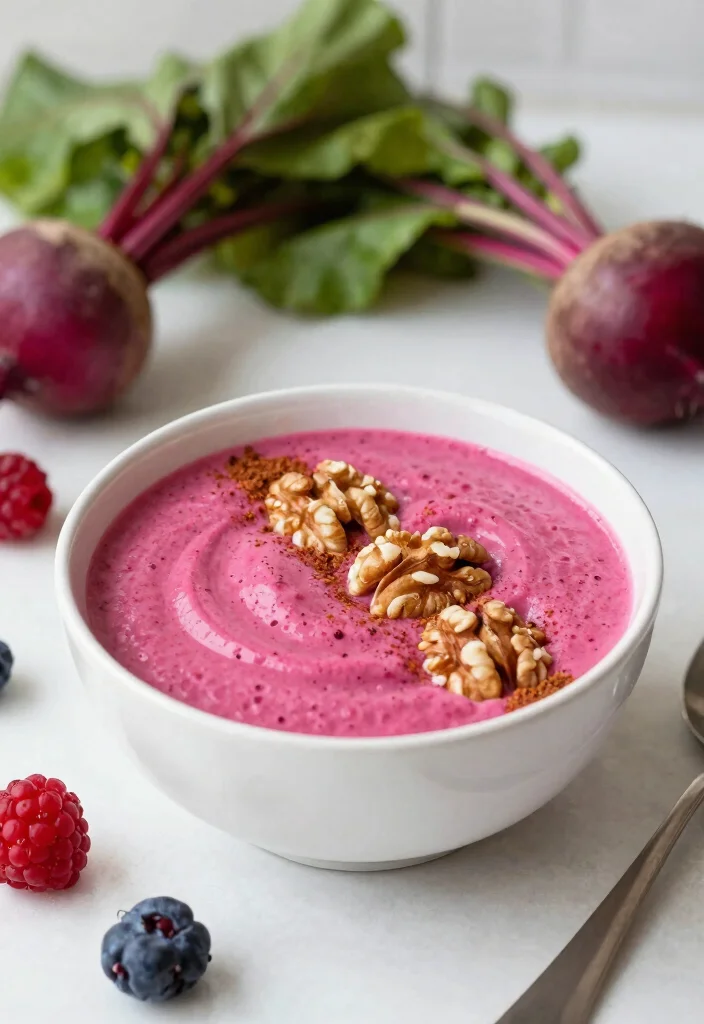 16 Delicious Pink Smoothie Bowl Recipes with Berries - 6. Beet Berry Boost 1