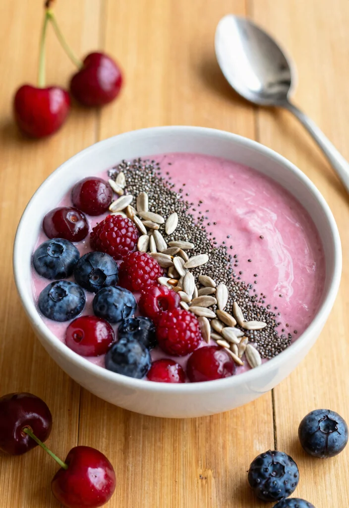 16 Delicious Pink Smoothie Bowl Recipes with Berries - 9. Cherry Berry Burst 1