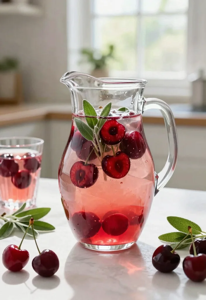 16 Detox Water Recipes for Glowing Skin and Hair with Simple Beauty Ingredients - 11. Cherry & Sage Detox Water 1