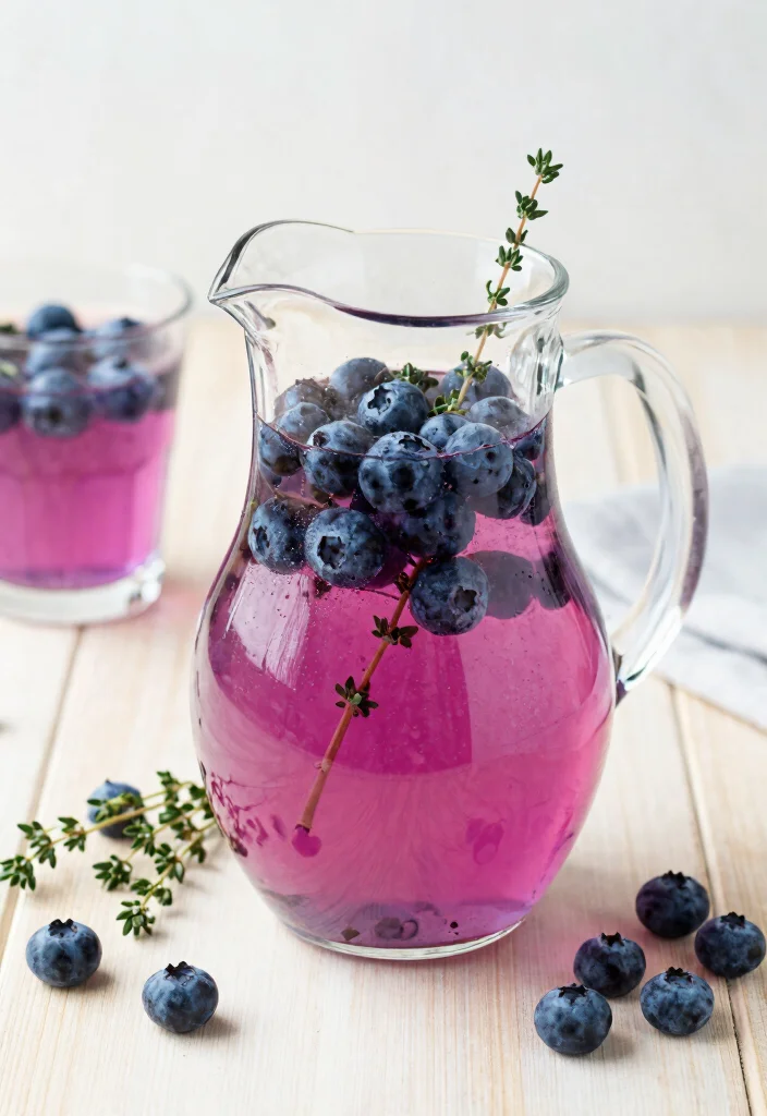 16 Detox Water Recipes for Glowing Skin and Hair with Simple Beauty Ingredients - 13. Blueberry & Thyme Detox Water 1