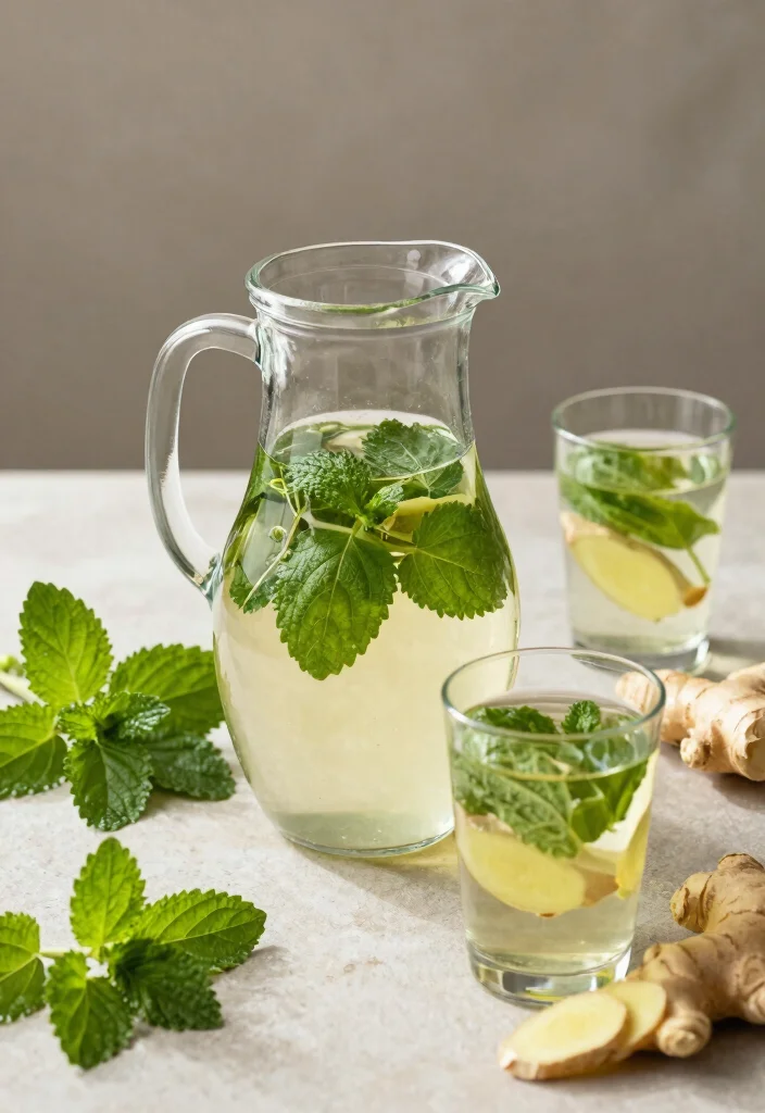 16 Detox Water Recipes for Glowing Skin and Hair with Simple Beauty Ingredients - 16. Lemon Balm & Ginger Detox Water 1