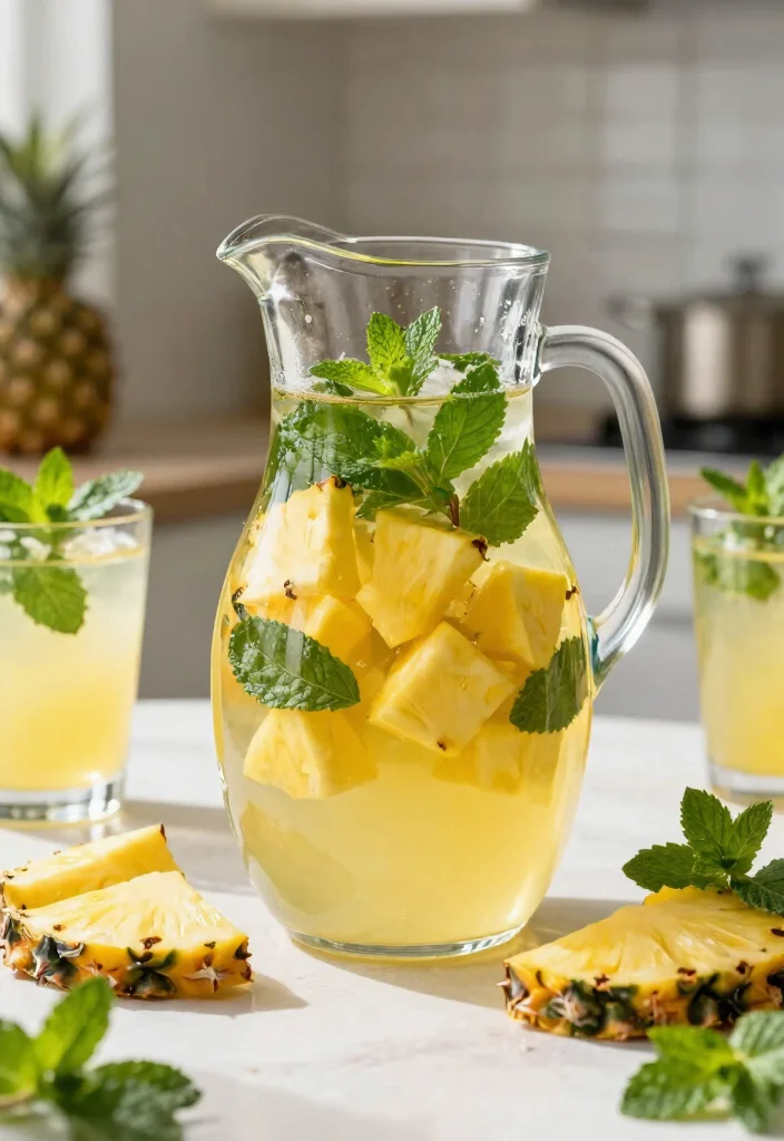 16 Detox Water Recipes for Glowing Skin and Hair with Simple Beauty Ingredients - 5. Pineapple & Mint Detox Water 1