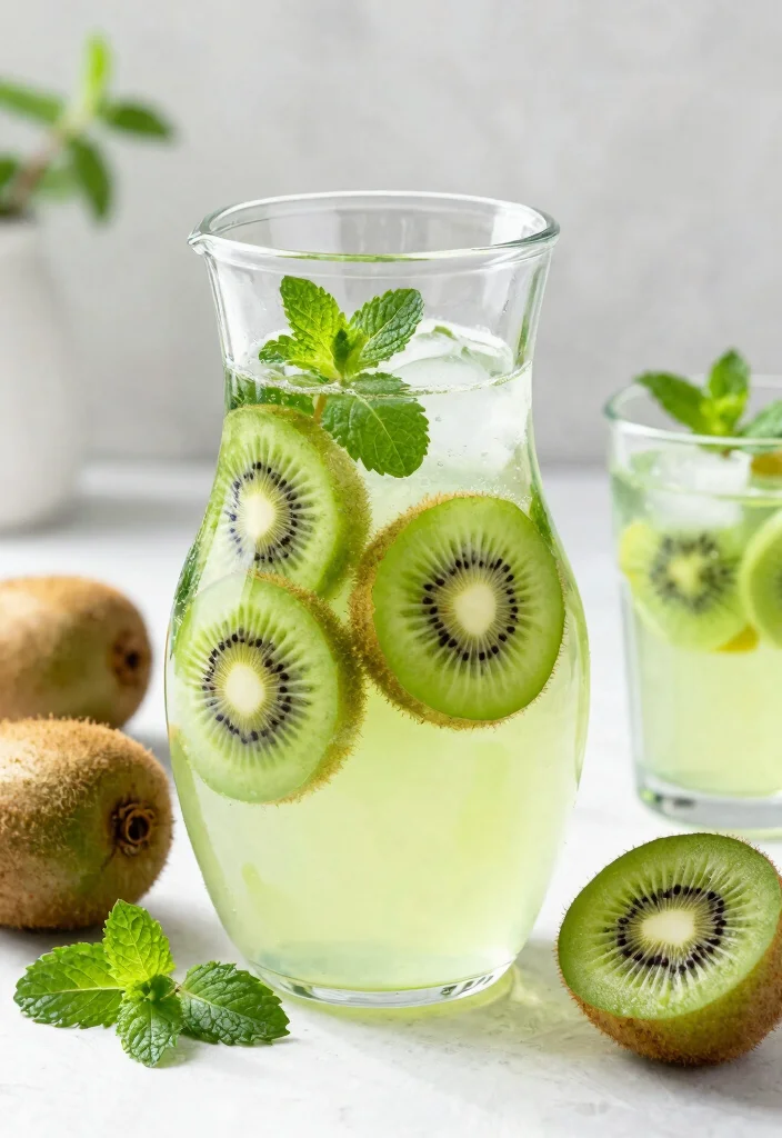 16 Detox Water Recipes for Glowing Skin and Hair with Simple Beauty Ingredients - 8. Kiwi & Mint Detox Water 1