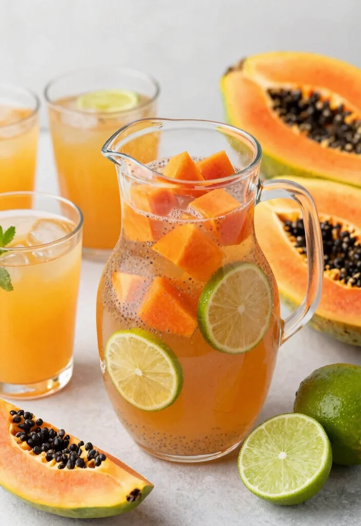 16 Detox Water Recipes with Chia Seeds for Fiber, Hydration, and Satiety - 14. Papaya-Lime Chia Detox Water 1