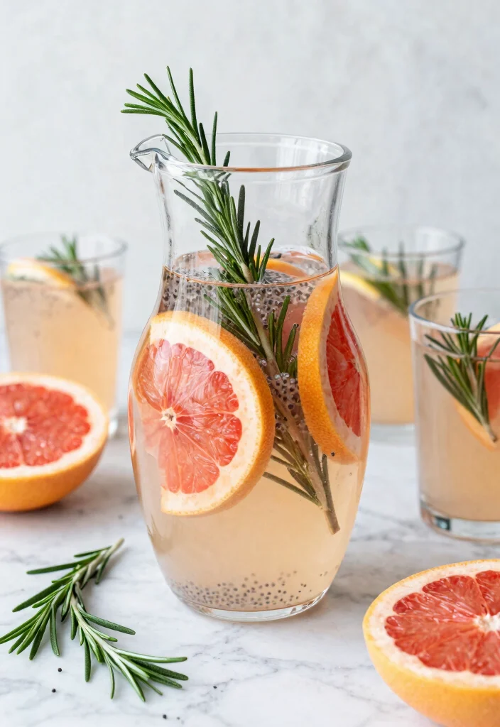 16 Detox Water Recipes with Chia Seeds for Fiber, Hydration, and Satiety - 15. Grapefruit Rosemary Chia Detox Water 1