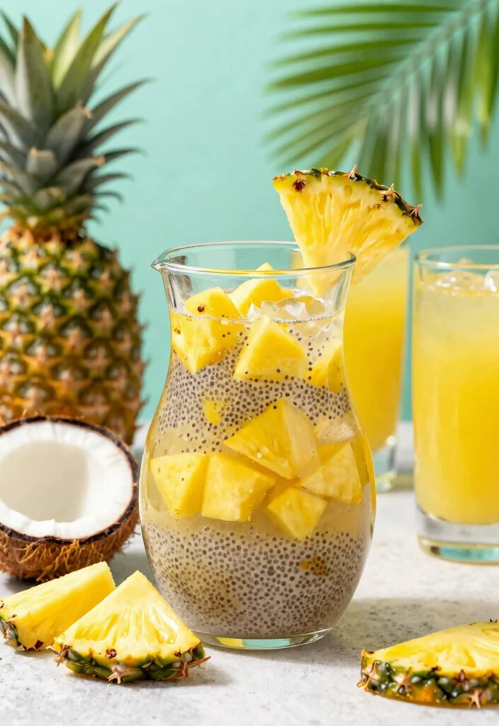 16 Detox Water Recipes with Chia Seeds for Fiber, Hydration, and Satiety - 4. Pineapple Coconut Chia Water 1
