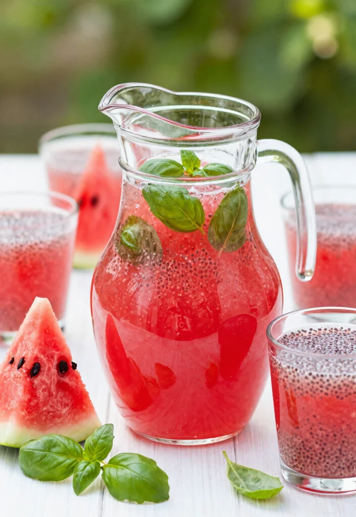 16 Detox Water Recipes with Chia Seeds for Fiber, Hydration, and Satiety - 6. Watermelon Basil Chia Drink 1