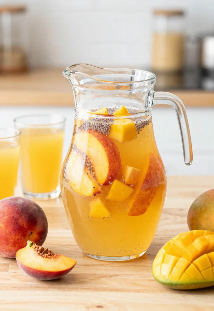 16 Detox Water Recipes with Chia Seeds for Fiber, Hydration, and Satiety - 7. Peach-Mango Chia Detox Water 1