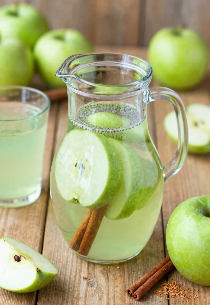 16 Detox Water Recipes with Chia Seeds for Fiber, Hydration, and Satiety - 8. Green Apple Cinnamon Chia Water 1
