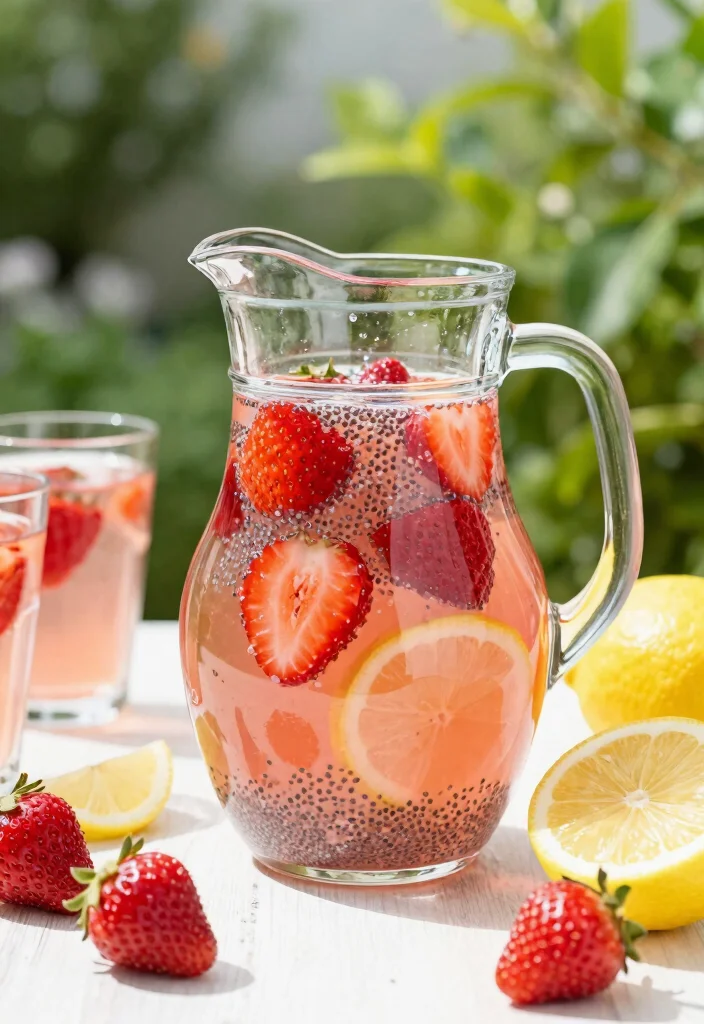 16 Detox Water Recipes with Chia Seeds for Fiber, Hydration, and Satiety - 9. Strawberry Lemonade Chia Water 1