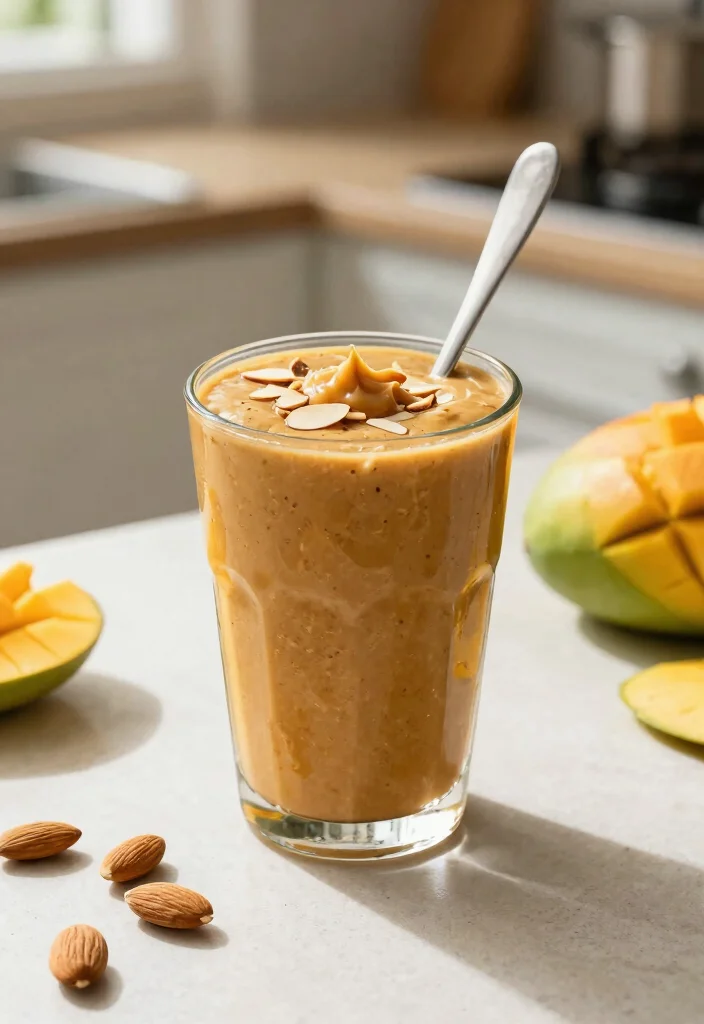 16 Frozen Mango Smoothie Recipes Thick and Cold - Mango Almond Butter Smoothie 1
