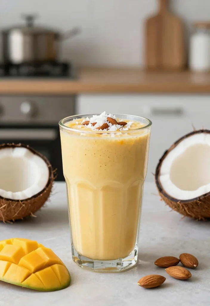 16 Frozen Mango Smoothie Recipes Thick and Cold - Mango Coconut Milk and Almond Smoothie 1