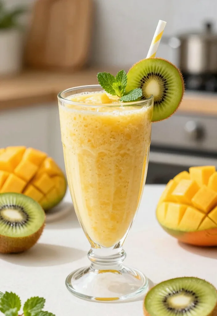 16 Frozen Mango Smoothie Recipes Thick and Cold - Mango Kiwi Delight Smoothie 1