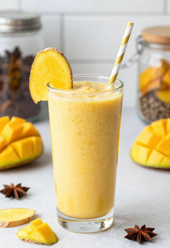 16 Frozen Mango Smoothie Recipes Thick and Cold - Spicy Mango Ginger Smoothie 1