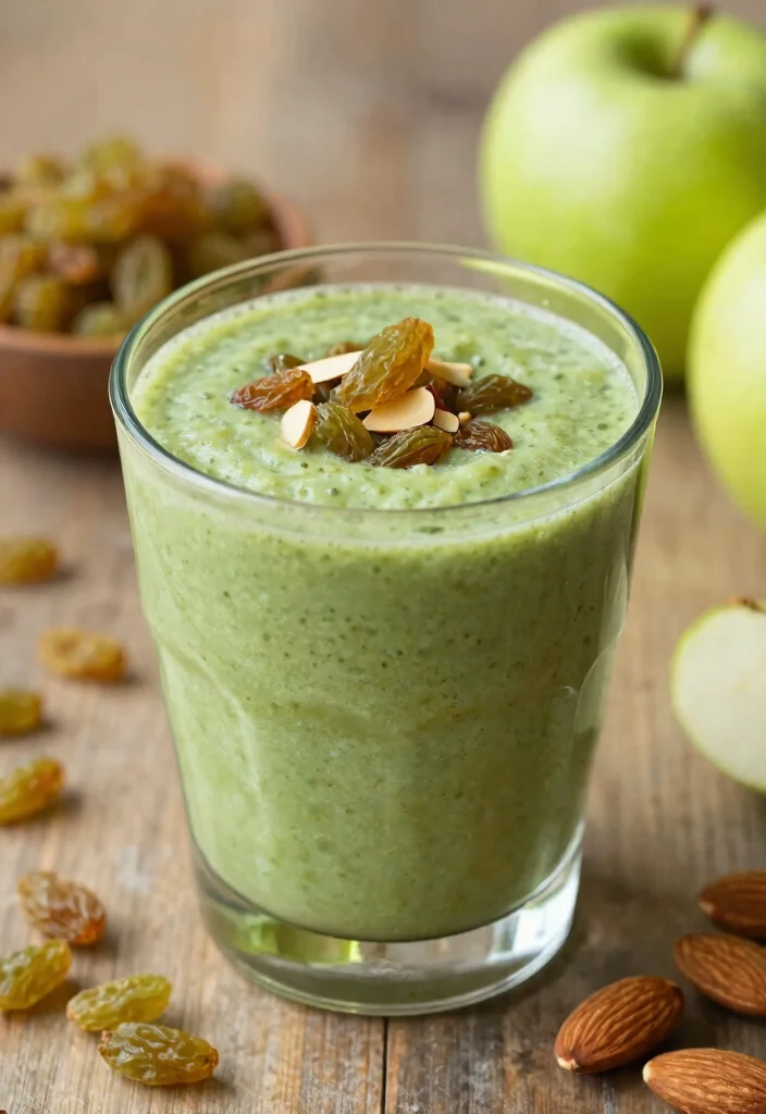 16 Green Apple Smoothie Recipes Refreshing and Light - 13. Nutty Green Apple Raisin Smoothie 1