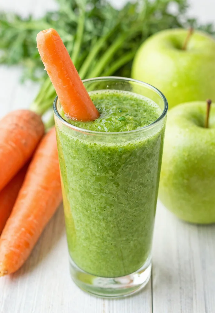 16 Green Apple Smoothie Recipes Refreshing and Light - 15. Green Apple and Carrot Smoothie 1
