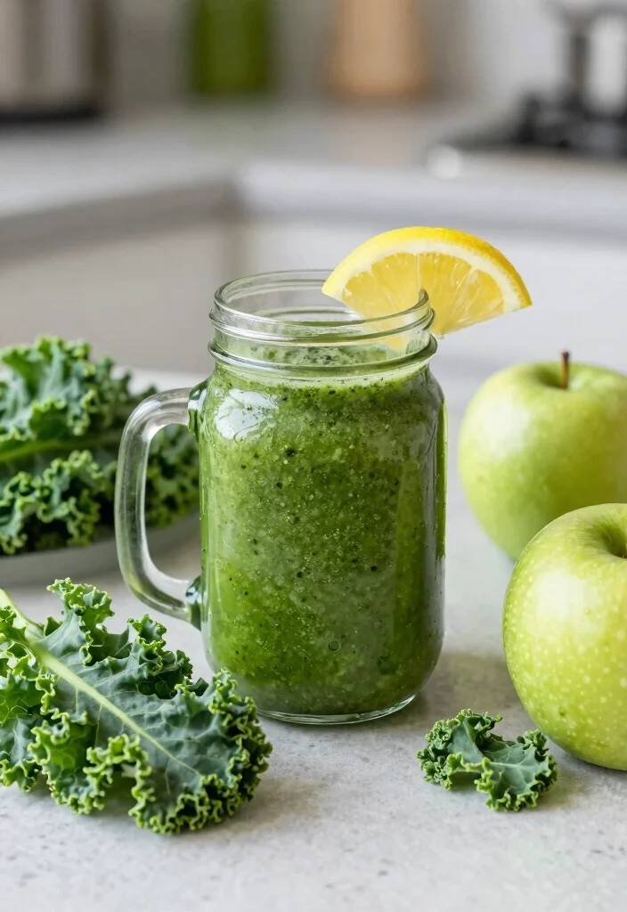 16 Green Apple Smoothie Recipes Refreshing and Light - 3. Green Apple Kale Detox Smoothie 1